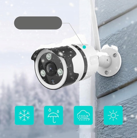 Kamera Zewnętrzna IP WiFi 1080P z Noktowizją IR i Wodoodpornością IP66
