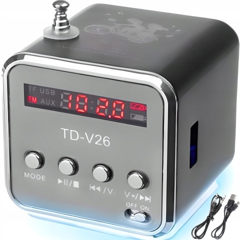 Mini Głośnik Bluetooth Retro z Radiem FM, MP3 i LED - przenośny 3W