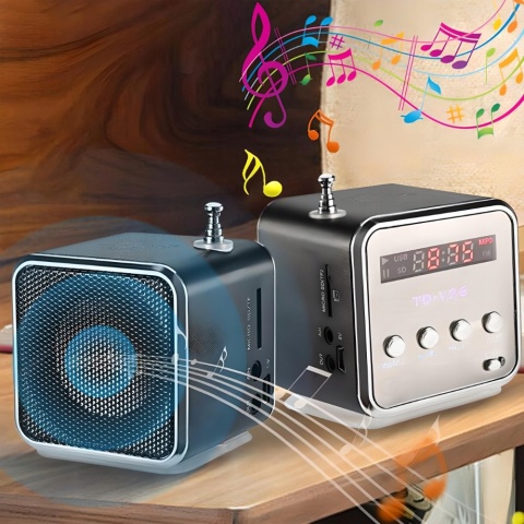 Mini Głośnik Bluetooth Retro z Radiem FM, MP3 i LED - przenośny 3W