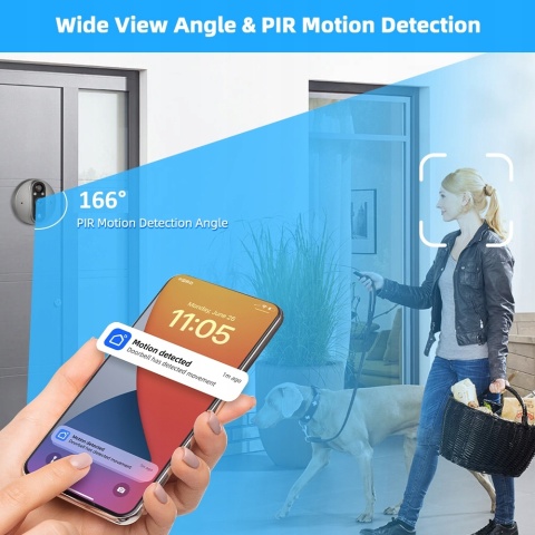 Inteligentny Wizjer Z Kamerą 1080P Wifi 4,3 Lcd Dzwonek Z Czujnikiem Ruchu