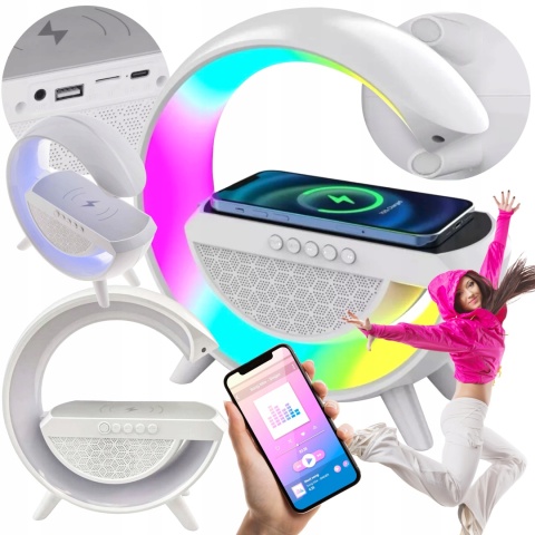Przenośny Głośnik XXL Bluetooth z Lampą RGB i Indukcyjną Ładowarką 10W