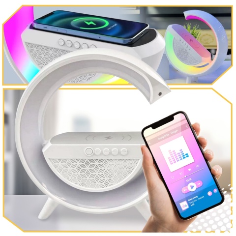 Przenośny Głośnik XXL Bluetooth z Lampą RGB i Indukcyjną Ładowarką 10W