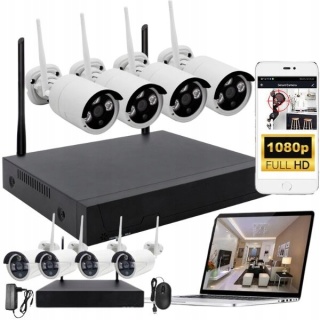4 Kamery Monitoringu 8Mp Full Hd Wifi Ip66 Z Detekcją Ruchu Nocne Widzenie