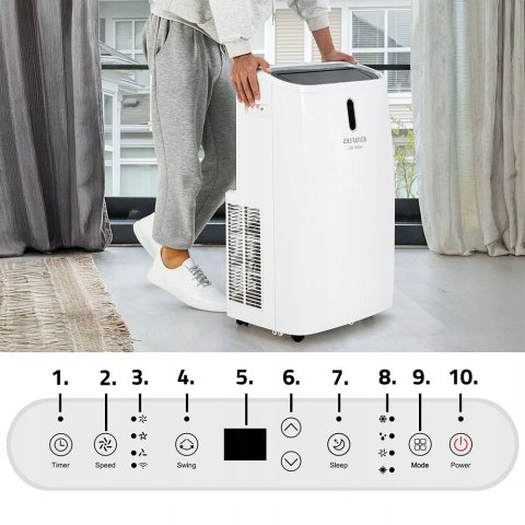 Klimatyzator Przenosny 4W1 Chłodzenie Osuszanie Grzanie Wifi Pilot 3,5Kw