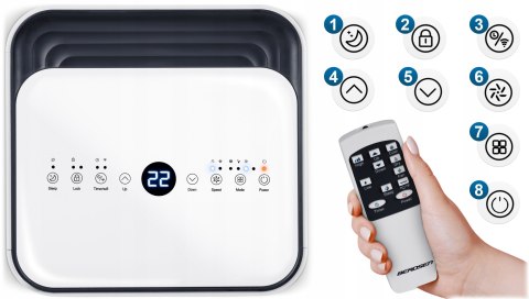 Klimatyzator Przenośny 9000 Btu 3W1: Chłodzenie, Osuszanie, Wi-Fi, Dotykowy