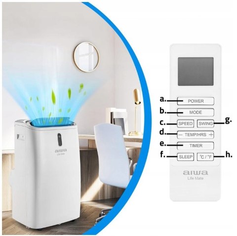 Klimatyzator Przenośny Aiwa Pac16y2 4,7Kw - Timer, Wifi, 4 Funkcje Pracy