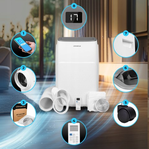 Klimatyzator Przenośny Climative Jet Wifi 4,1 Kw - Chłodzenie, Osuszanie, Wentylacja