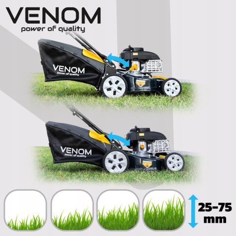 Kosiarka Spalinowa Venom 41Cm 2,2Kw Z Koszem 45L I Regulacją Wysokości