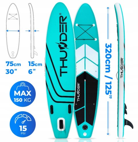 Deska Sup 320Cm Pompowana Z Stabilnym Wiosłem I Zestawem Akcesoriów Thunder