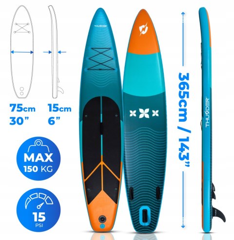 Deska Sup 365Cm - Wytrzymała Stand Up Paddle Board Z Wiosłem I Siedzeniem