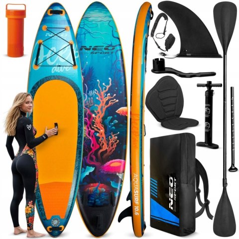 Deska Sup Aquasurf 320X84x15cm Drop Stitch Komplet: Wiosło, Pompka, Leash