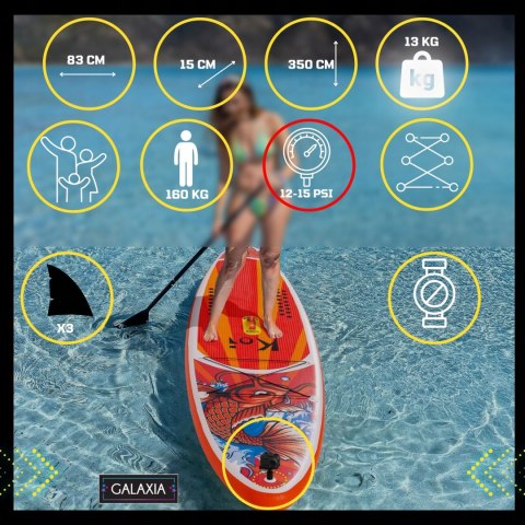 Deska Sup Funwater Koi 350 Cm Dmuchana Ze Wiosłem, Pompką I Plecakiem