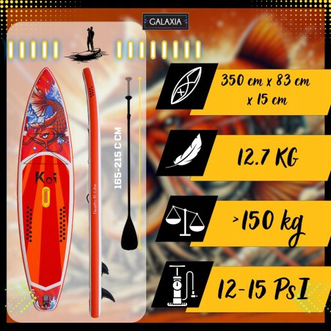 Deska Sup Funwater Koi 350 Cm Dmuchana Ze Wiosłem, Pompką I Plecakiem