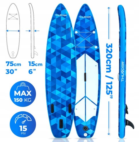Deska Sup 320Cm Pompowana Ze Siedzeniem, Dwustronne Wiosło I Plecak 150Kg
