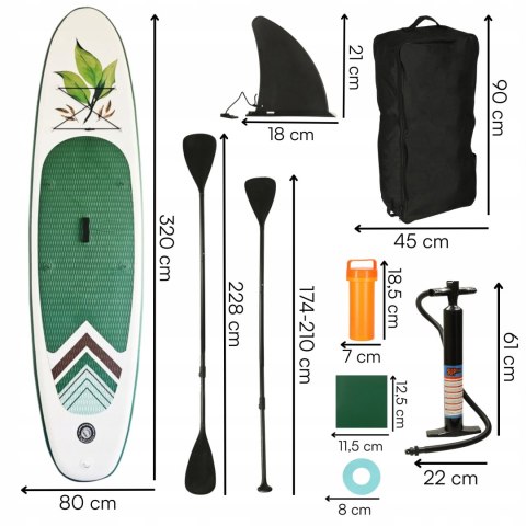 Deska Sup Do Pływania Dmuchana Stand Up Wiosło Pompka Plecak Zestaw Xl 320