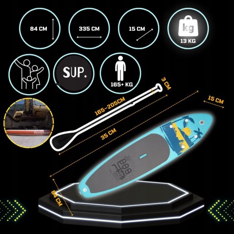 Deska Sup Funwater 335Cm Pompowana Do Wody, Z Wiosłem I Zestawem Akcesoriów