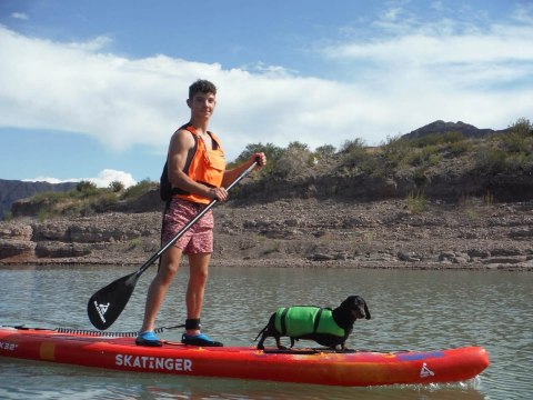 Sup Skatinger Interstellar Red 350X81x15 Cm - Touring, 375L, 170Kg Zestaw