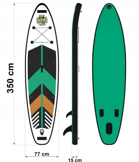 Deska Sup Paddle Board 350Cm Nowa, Zestaw: Pompka, Siedzisko, 2W1 Wiosło