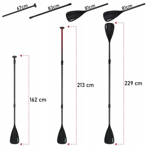 Składane Wiosło Kajakowe Do Deski Sup 2W1 Regulowane 4-Częściowe 229Cm Pro