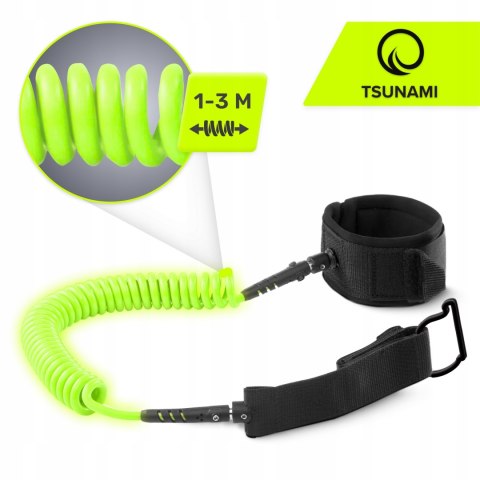 Leash Do Deski Sup Tsunami 1-3M Neopren, Elastyczna Linka Bezpieczeństwa