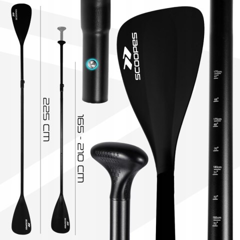 Wiosło 2W1 Do Sup/Kajak Składane Lekkie Regulowane Aluminiowe 165-225 Cm