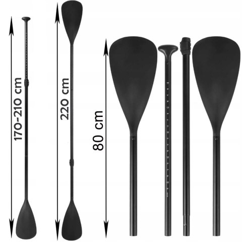 Wiosło Składane 4-Częściowe 2W1 Do Sup I Kajaka, Lekkie Regulowane 170-220Cm