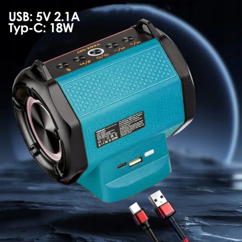 Głośnik Bluetooth 6D z Powerbankiem - On-the-Go Zasilanie Makita 18V