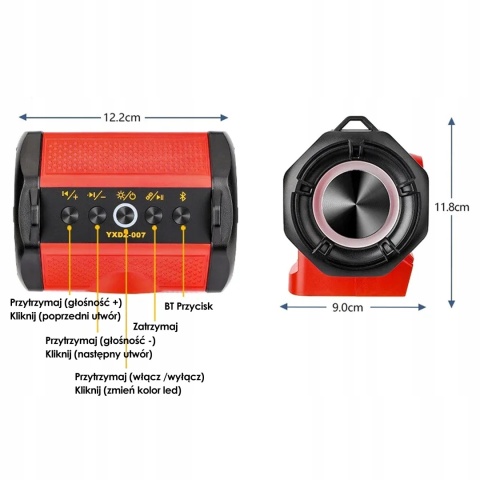 Głośnik Bluetooth 6D z Powerbankiem - On-the-Go Zasilanie Makita 18V