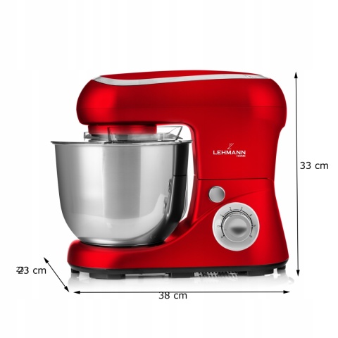 Robot Kuchenny Planetarny Lehmann 2200W z Metalową Misą 5L i 3 Końcówkami