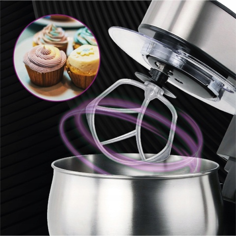 Robot kuchenny planetarny Mesko 2000W z LCD 5L - haki, mieszadła, trzepaczka