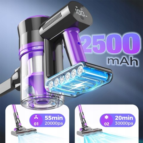 Odkurzacz Pionowy 450W Led 38Kpa 55Min, Elektroszczotka, Cyklon Filtr 1,2L