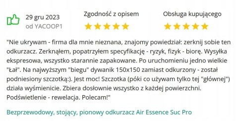 Odkurzacz Bezprzewodowy Pionowy Led Cyklonowy Air Essence Storm 230Aw 70Min