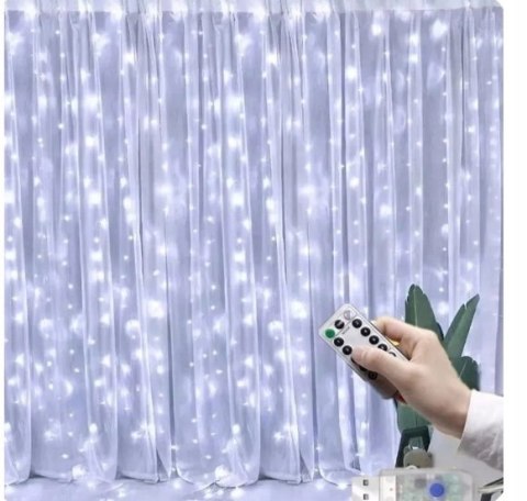 Kurtyna Led 2X2m 200 Diod Zimny Biały Usb + Pilot, 8 Trybów, Ip44, Timer