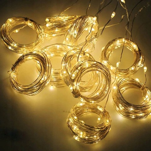 Kurtyna Świetlna 300 Led 3X3m Usb 5V 8 Trybów Pilot Dekoracyjna Ciepła Biel
