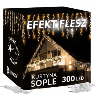 Kurtyna Świetlna 300 Led Ip44 Ciepłe/Zimne Flash Girlanda Elewacyjna