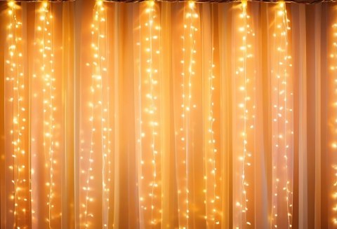 Kurtyna Świetlna Led 3X3m 300 Led, 8 Trybów, Timer, Usb Dekoracja Świąteczna