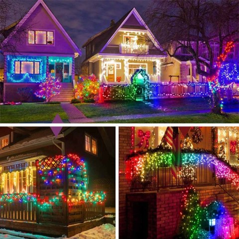 Lampiki Choinkowe 14M 200Led Multikolor 8 Trybów, Zielony Kabel I Łącznik