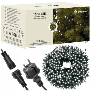 Lampki Choinkowe 1500 Led Eko Zewnętrzne - Białe Zimne, 121,5 M, Ip44, Ce