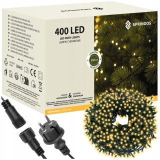 Lampki Choinkowe 400 Led Ciepły Biały 33,5M - Łączenie 3 Szt, Ce, Rohs Ip44
