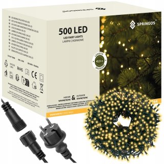 Lampki Choinkowe 500 Led Zewnętrzne 31,5M Biały Ciepły Stale, Łączenie