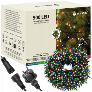 Lampki Choinkowe 500 Led Zewnętrzne Ip44, Multikolor+Flash 41,5M, Łączenie