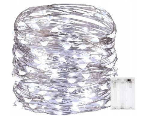 Lampki Choinkowe Led 100 Diod 10M Drucik Na Baterie Biały Zimny Girlanda