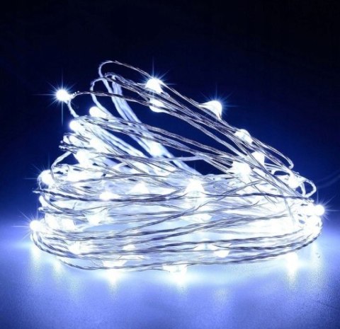 Lampki Choinkowe Led 100 Diod 10M Drucik Na Baterie Biały Zimny Girlanda