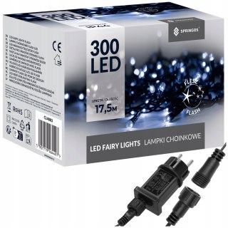 Lampki Choinkowe Led 300 Flash Niebiesko-Biały 17,5M Zewnętrzne Na Prąd