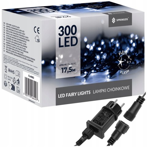 Lampki Choinkowe Led 300 Flash Niebiesko-Biały 17,5M Zewnętrzne Na Prąd