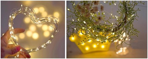 Lampki Led 30 Led Białe Ciepłe Na Baterie 3M Drutik Srebrny Na Choinkę