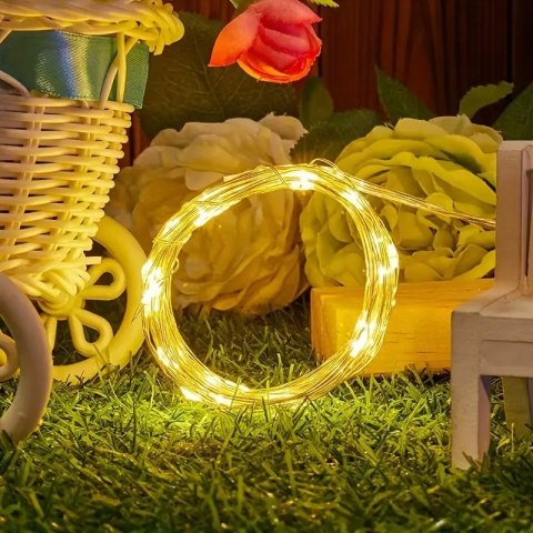 Lampki Led Drucik 10M 100 Led Ciepły Biały Na Baterie - Wnętrzna/Zewnętrzna