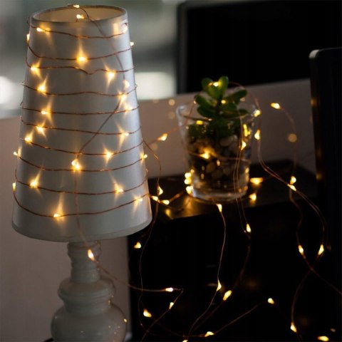 Lampki Led Na Druciu 10M 100 Diod - Dekoracja Do Wnętrz I Ogrodu Na Baterie