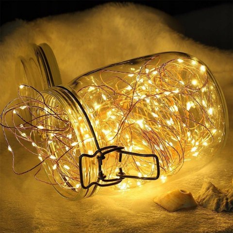 Lampki Led Na Druciu 10M 100 Diod - Dekoracja Do Wnętrz I Ogrodu Na Baterie