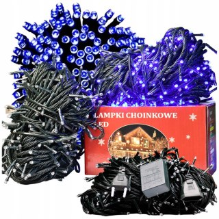 Lampki Na Choinkę 100 Led Niebieskie: Mocne, Wew./Zew. 8 Trybów, 8M Kabel